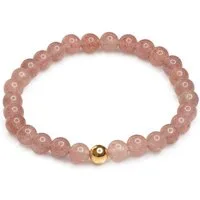 MayTree Armband Armband Erdbeerquarz (Stück, 1-tlg), mit Perle aus 925Silber, 24K vergoldet