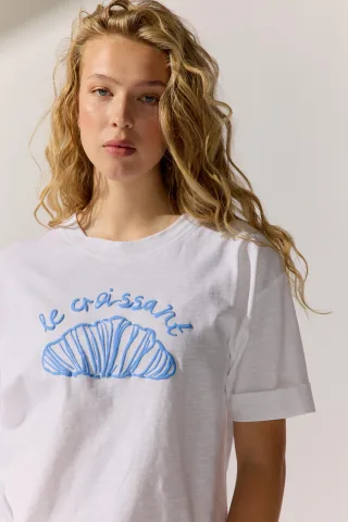 THE FASHION PEOPLE - T-Shirt`Croissant` bright white print - Gr. - XS