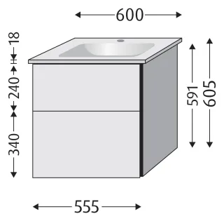 Sanipa Waschtischunterbau mit Auszügen 3way (BP331) 591x555x477 Taupe-Matt, BP3311T BP3311T