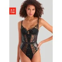 LASCANA Stringbody aus edler Spitze und schimmerndem Soft-Mesh, sexy Dessous