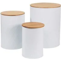 Neuetischkultur Vorratsdose Vorratsdosen 3er-Set weiß mit Holzdeckel, Eisen, (Set, 3-tlg., 3 Vorratsdosen), aus Metall 3 Größen