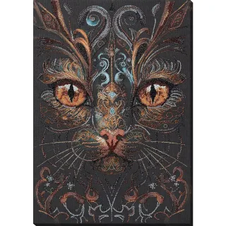 Perlen-Stickbild "Katzenblick", 30 x 43 cm