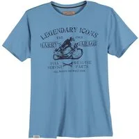 redfield Print-Shirt Redfield T-Shirt Übergröße hellblau Motorrad-Print