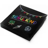itenga Papierserviette itenga 20x Serviette Schulanfang Endlich Schulkind SCHWARZ