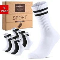 sockenkauf24 Tennissocken Sportsocken Damen & Herren Atmungsaktive Premium Crew Socken (5 Paar) verstärkte Ferse & Fußspitze, gepolsterte Sohle, Baumwolle