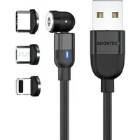 SOONTEC Magnet Ladekabel SOONTEC 0,5m-6,5m Micro USB/USB-C/Lightning 2,4A/3,0A magnetisches Ladekabel, Lightning, Micro-USB, USB-C, Lightning, USB-C, Micro-USB (50 cm), drehbar 360°&180°