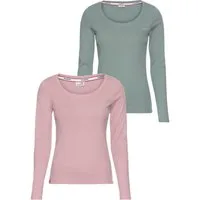 KangaROOS Langarmshirt (2er-Pack) im 2er-Pack, hüftbedeckende Länge, Basic-Passform, Langarm