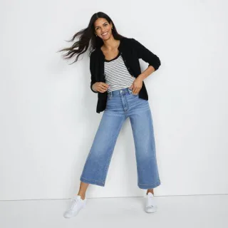 Recover Culotte-Jeans High Waist, Damen,  Blau, Baumwolle/Elasthan, by Lands' End