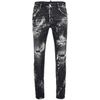 Dsquared2 Super Twinky Jeans Mit Destroyed Paint Effect, Schwarz