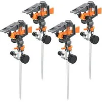 Brandson Kreisregner Intervall-Sprinkler, Rasensprenger mit Pulsation, 360° Impulsregner, für Flächen bis 200 m², (4-St), Rasensprinkler, 7m Reichweite, Gardena kompatibel