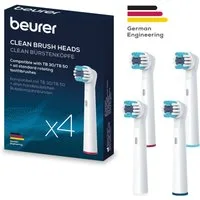 BEURER Aufsteckbürsten TB 30/50 Bürstenköpfe Clean, für elektrische Zahnbürsten, Mit 2 Borstenlängen, Schutzkappe & farbigen Unterscheidungsringen