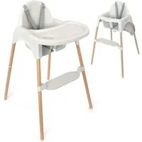 Zamboo Hochstuhl Grau, Baby Kinderhochstuhl ab 6 Monate, 3,5 kg leicht, mit Tablett & Gurt