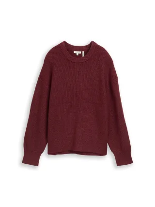 Tom Tailor - Oversize Strickpullover mit Rundhalsausschnitt preppy plum melange - Gr. - XXL
