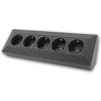 ChiliTec Aufputz-Steckdose 5-fach Steckdosenblock, schwarz 250V~/ 16A