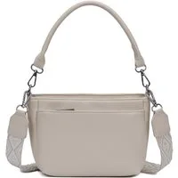 ITALYSHOP24 Schultertasche Damen Crossbody Umhängetasche Hobo Bag Brusttasche Crossover Freizeit (Tasche mit einem breitem Muster Stoffgurt/Umhängeband), Bodybag Schmucktasche Muster Taschengurt Clutch Reise Leder Optik