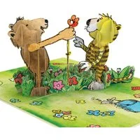 papercrush Geburtstagskarte Janosch® Blumengruß Pop-Up Karte, Offizielles Lizenzprodukt, Handgemacht