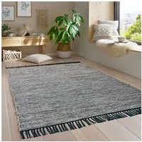 TaraCarpet Wollteppich Handwebteppich Borkum 100% Baumwolle, rechteckig, Höhe: 5 mm, gewebt Baumwolle braun modern Wohnzimmer Küche 080x150 cm