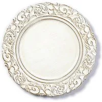 Holly & Jolly Dekoschale, Dekoteller 33cm Kunststoff mit Ornamenten - Weiß