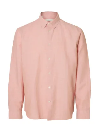SELECTED MEN - SLMREGCLAUS CLAY LINENBLEND LS SHT NOOS Rose Dawn - Gr. - S