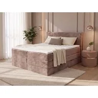 Sofnet Boxspringbett Mollo XL (2x Bettkästen, Bonellfederkern- und Taschenfederkernmatratze, Topper), Polsterbett, Doppelbett, Cord Bezug, mit Kopfteil, 140/160/180x200 cm
