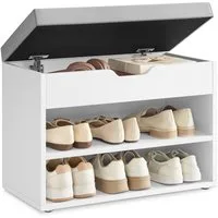 VASAGLE Schuhbank Sitzbank mit gepolstertem Kissen, Schuhregal mit 3 Ebenen, platzsparend, vielseitig einsetzbar, für Flur, Wohnzimmer