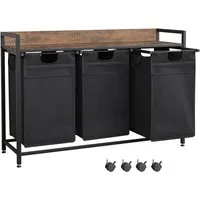 Mondeer Wäschekorb Metallgestell Wäschesammler (3 St., 3x50L), mit 3 abgetrennten Säcken, mit Ablage & austauschbaren Rollen