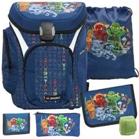 LEGO® Bags Schulranzen Lego Ninjago Einschulungs-Set "Explorer" mit gefüllter Federmappe (Set, 6-tlg., mit Schlamper, Turn- & Geldbeutel), ab der 1. Klasse, Ergonomisch, 16L Volumen, wasserabweisend