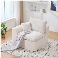 MODFU Sofa Wohnzimmersofa Stoff Einzelsitzer, Einzelsofa inklusive Kissen, abnehmbarer Bezug