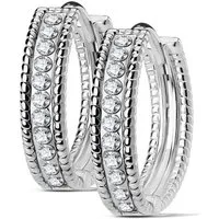 BUNGSA Creolen-Set silberne Creolen Kristalle 4mm aus Edelstahl Damen (1 Paar (2 Stück), 2-tlg), Ohrschmuck Ohrringe