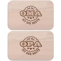 GRAVURZEILE Schneidebrett Frühstücksbrettchen Oma + Opa sind die Besten im Set -, Buchenholz, (Set)