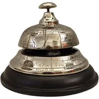 FTWdesign Glocke Hotel Tischklingel mit Weltkarte - Tischglocke Erdball