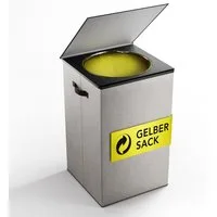 NewHabitat Müllsackständer Gelber Sack Ständer 70L – Gelber Sack Mülleimer mit Klappdeckel, Grau