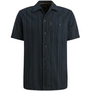 PME Legend - Gestreiftes Kurzarmhemd mit Reverskragen blau - Gr. - XL