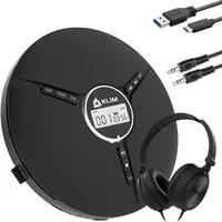 KLIM tragbarer Discman mit Kopfhörer Stereo-CD Player (hochwertiger CD-Spieler für unverwechselbares Hörerlebnis, MP3)