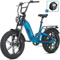JOBOBIKE E-Bike Mountainbike 20 Zoll, 48V 720Wh, 150km, Fully, Vollfederung, Fatbike, MTB, 7 Gang Shimano, Kettenschaltung, Heckmotor, 720 Wh, (Lockout-Federgabel, Softtail, mit Bremslicht, 130 Lux Frontlicht), Drehmomentsensor, Farbdisplay, Elektrof