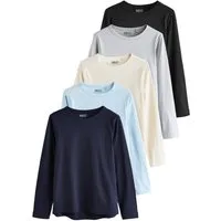 Next T-Shirt 5er-Pack Rundhals-Langarmshirts, Kurzgröße (5-tlg)