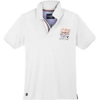 redfield Poloshirt Redfield Übergrößen Poloshirt maritim Brustprint weiß