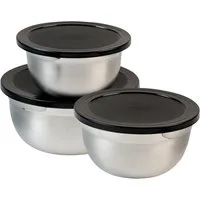 KESPER® Servierschüssel 3er Set, Rührschüssel, mit Deckel, Edelstahl, (Set, 3-tlg), mit Deckel