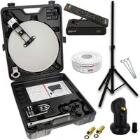 PremiumX Camping SAT Anlage TV Receiver LNB Kabel Stecker im Koffer Stativ SAT-Antenne