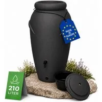 YourCasa Regentonne 210 Liter [Amphore Design] Regenfass aus Kunststoff mit Wasserhahn, Bepflanzbar, 210L, Wasserhahn, Deckel