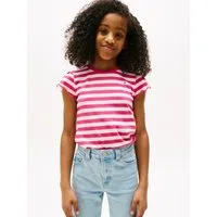 Tommy Hilfiger T-Shirt ESSENTIAL STRIPE RUFFLE TOP SS für Kinder bis 16 Jahre, mit gewellter Kante