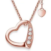 Amoonic Herzkette Halskette Damen Silber 925 Frauen Kette mit Zirkonia Herzanhänger (individuell anpassbare Halskettenlänge), Echte Herz Silberkette Geschenk Freundin + Gravur Ich liebe dich