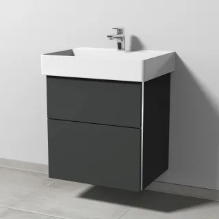 Sanipa 3way Waschtischunterbau zu Duravit Dura Square Waschtisch mit 2 Auszügen, Graphit-Matt BP4261B