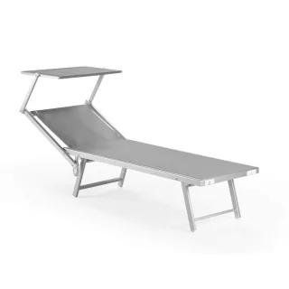 Mobili Rebecca Sonnenliege, Grau, Metall, Rechteckig, 61x38x186 cm, Gartenmöbel, Gartenliegen