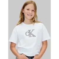Calvin Klein Jeans T-Shirt FESTIVE GRAPHIC SS T-SHIRT für Kinder bis 16 Jahre, Glitzer-Druck