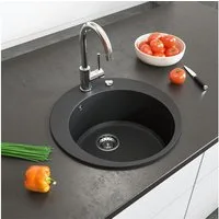 Bergstroem Granitspüle, Schwarz, 50.5 x 50.5 cm Rund, Rund, 50.5/50.5 cm, Resistent gegen chemische Substanzen, (1 St)