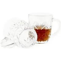 Almina Teeglas 6er-Gläser Set mit Henkel Teeglas Kaffeeglas Transparent mit Design, 6-tlg.