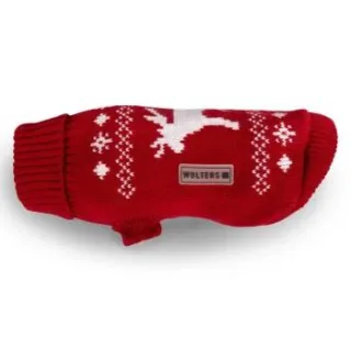 Wolters Strickpullover Elch Mops & Co. Hundezubehör weiß/ rot 30 cm