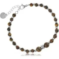Made by Nami Edelstahlarmband Herren mit Tigerauge Perlenarmband Männer aus Chirurgischem Edelstahl, Hypoallergen Wasserfest Herren Schmuck