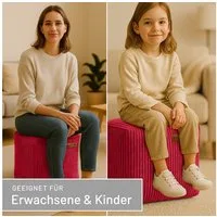Green Bean Pouf Cube Cord (Indoor Sitzhocker Sitzkissen Fußhocker Relax-Sessel, Made in Germany), die ideale Ergänzung zum Sitzsack